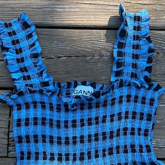 Ganni Cotton Silk Smock Top Sz 36 - Picture 7 of 10